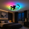 STOCKHOLM Large Black Ceiling Fan With RGB LED Ring