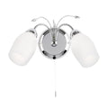 Meadow 2-Light Chrome Downlight Wall Light with Opal Glass Shades (Dimmable, LED Compatible)