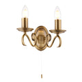 Bernice 2-Light Wall Sconce: Antique Brass & Scrolled Arms (Dimmable)