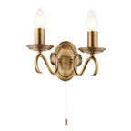 Bernice 2-Light Wall Sconce: Antique Brass & Scrolled Arms (Dimmable)