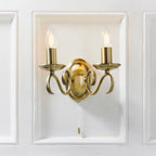 Bernice 2-Light Wall Sconce: Antique Brass & Scrolled Arms (Dimmable)