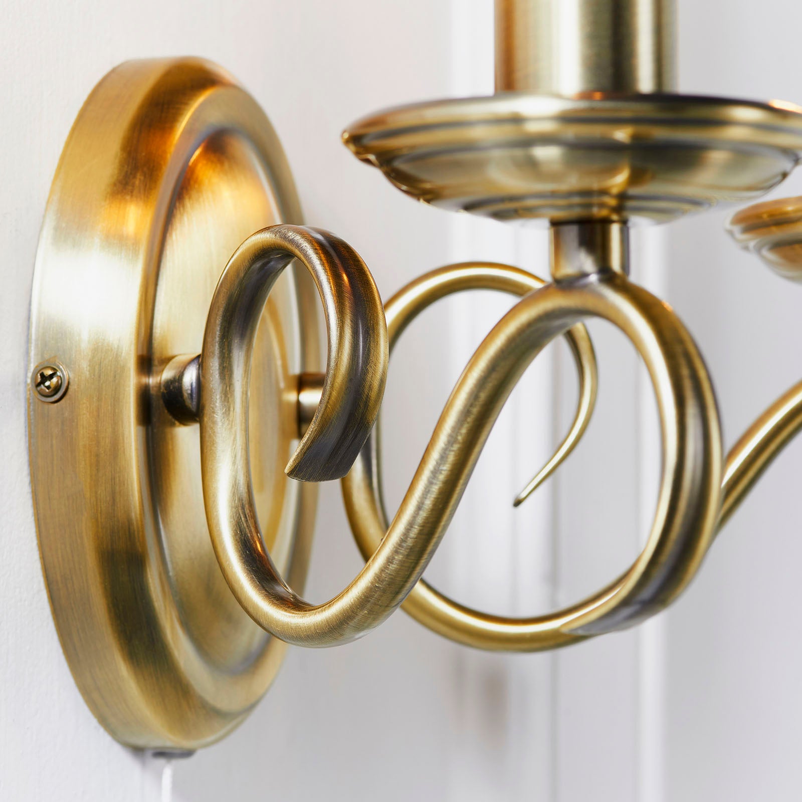 Bernice 2-Light Wall Sconce: Antique Brass & Scrolled Arms (Dimmable)