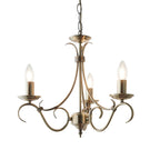 Bernice 3-Light Pendant: Antique Brass & Scrolled Arms (Dimmable)