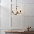 Bernice 3-Light Pendant: Antique Brass & Scrolled Arms (Dimmable)