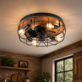 TRONDHEIM Black & Wood Effect Ceiling Fan