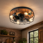 TRONDHEIM Black & Wood Effect Ceiling Fan