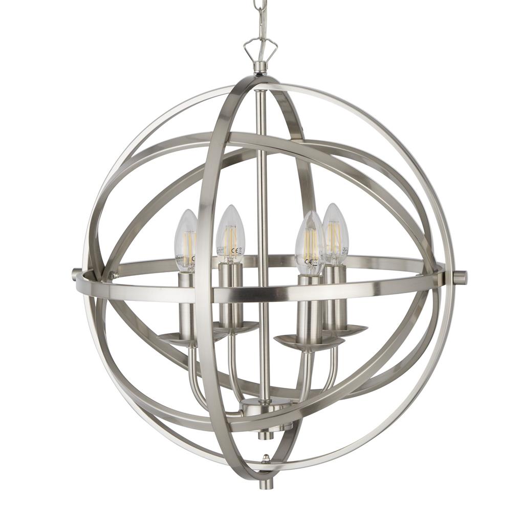 Copernicus 4Lt Pendant - Satin Silver Metal