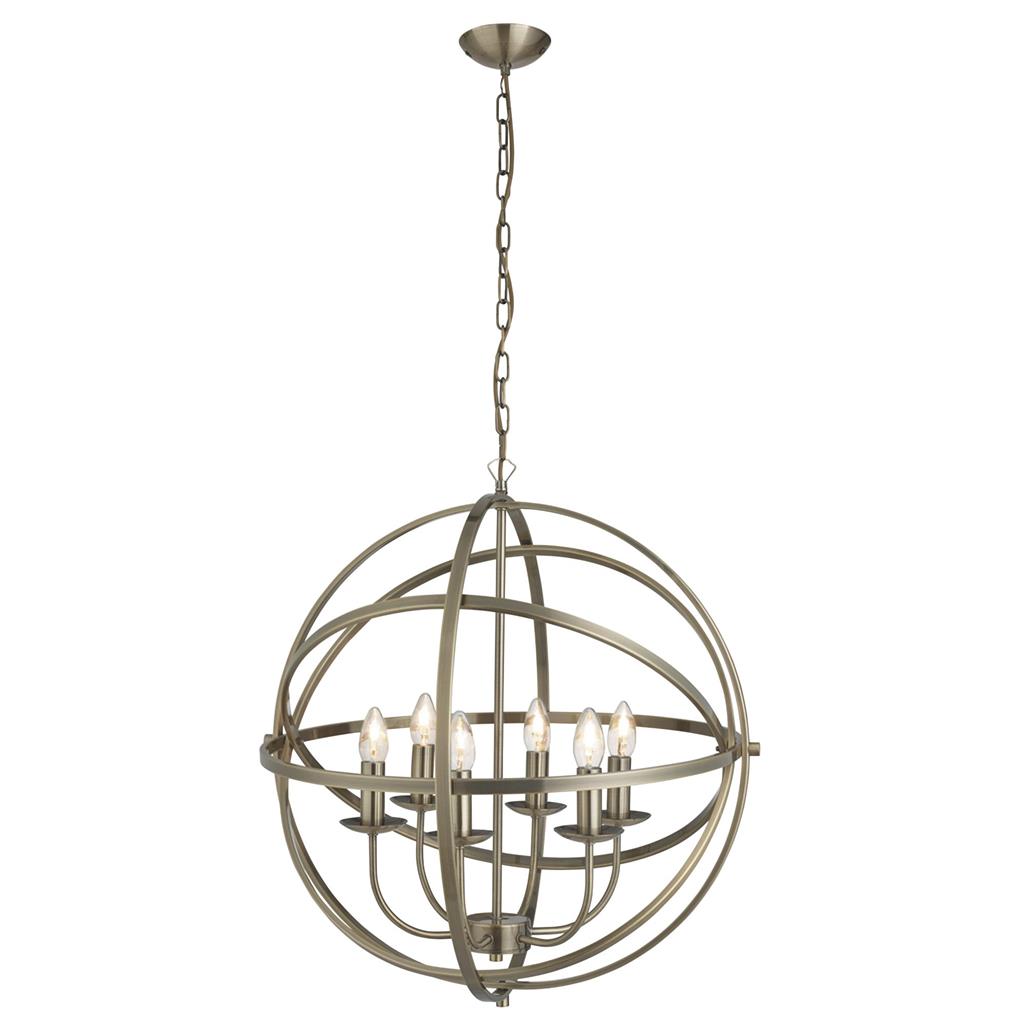 Copernicus 6Lt Pendant - Antique Brass Metal