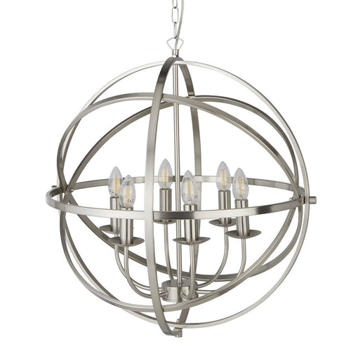 Copernicus 6Lt Pendant - Satin Silver Metal