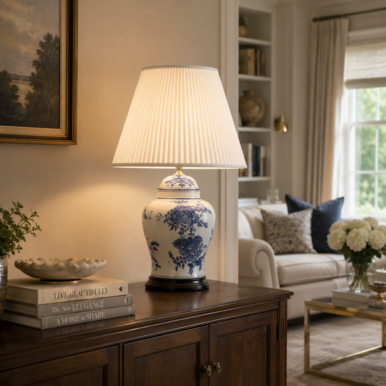 TL729 - Classic Chinese White Table Lamp