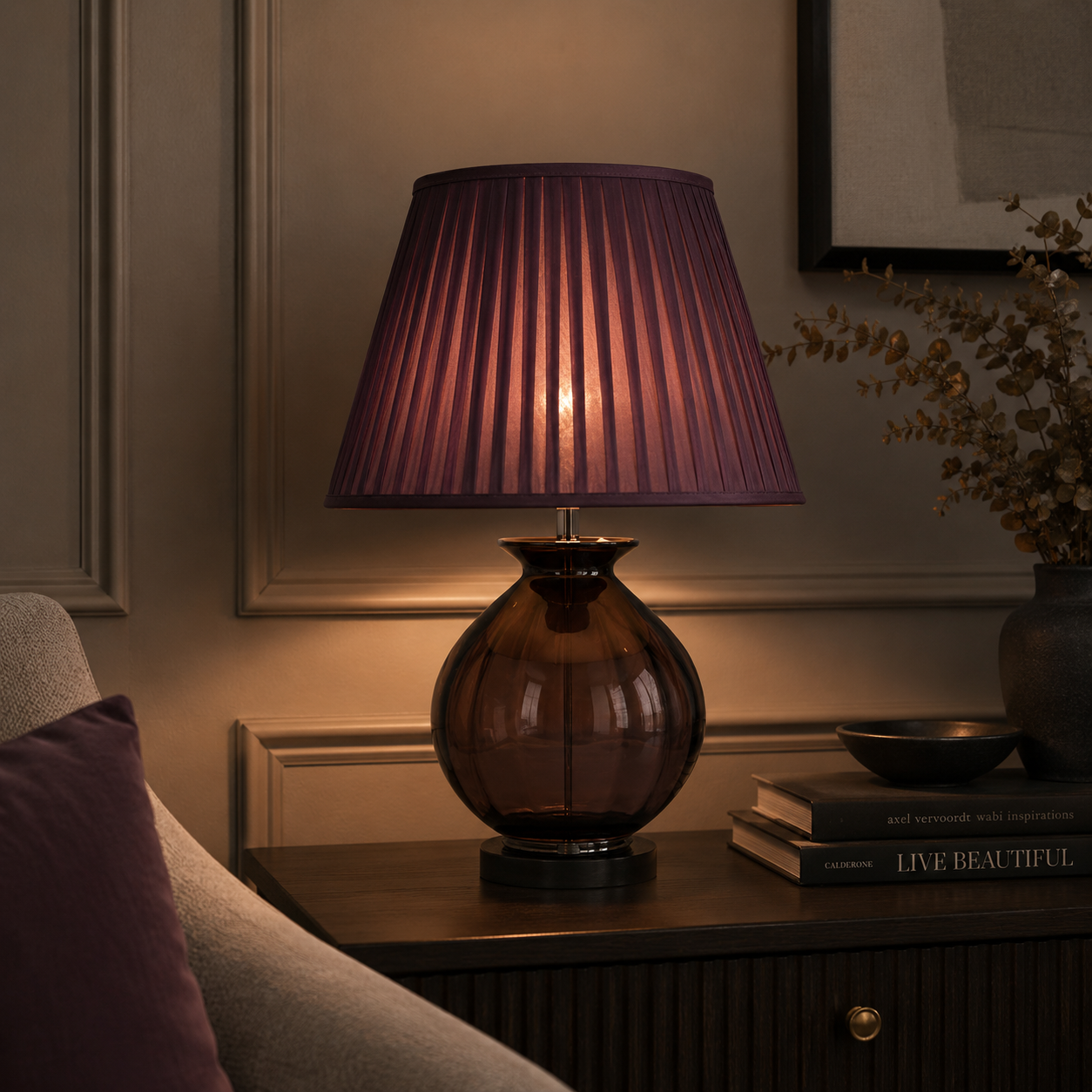 TL1422 - Transparent Tinted Purple Table Lamp