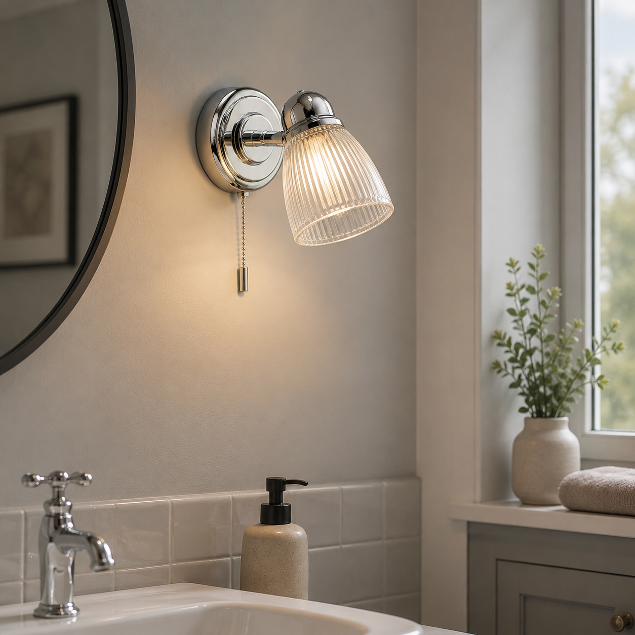 Cedric Bathroom Single Wall Spotlight Polished Chrome Glass IP44