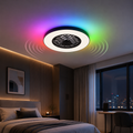 LINKöPING Medium Black Ceiling Fan with RBG & Bluetooth Speaker