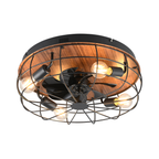 TRONDHEIM Black & Wood Effect Ceiling Fan