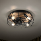 TRONDHEIM Black & Wood Effect Ceiling Fan