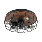 TRONDHEIM Black & Wood Effect Ceiling Fan