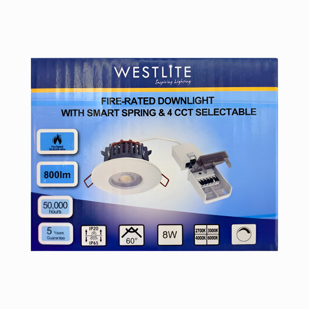 WDL8 - Fire Rated Downlight With Smart Spring & 4 CCT Selectable