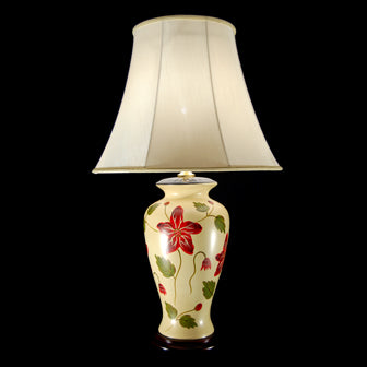 TL4211-2949 - Oatmeal Burgundy Floral Table Lamp
