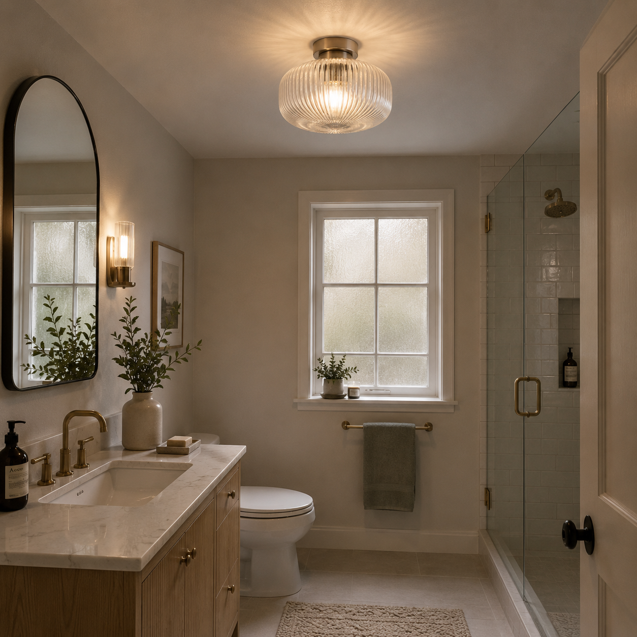 Arlo 1 Light  IP44 Satin Chrome bathroom Flush