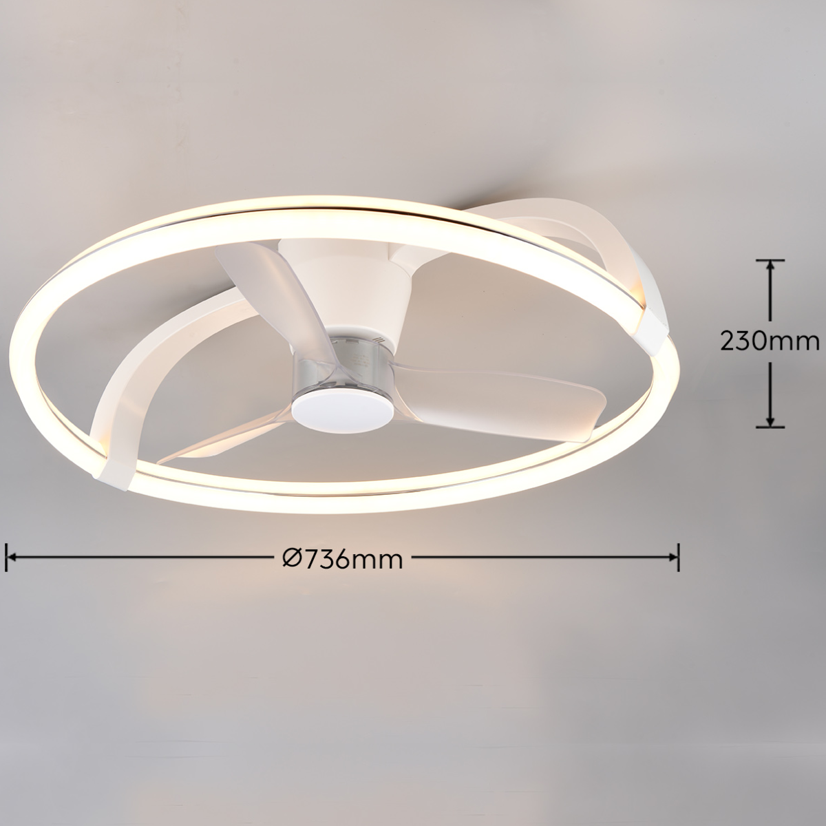 STOCKHOLM Large White Ceiling Fan With LED Ring