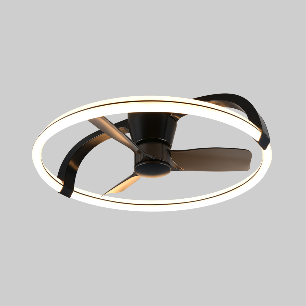 STOCKHOLM Large Black Ceiling Fan With LED Ring