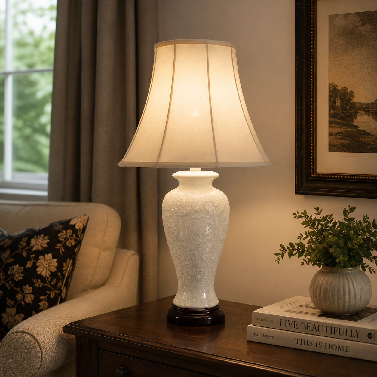 TL4211-6997 - Pale Sage Green & White Table Lamp