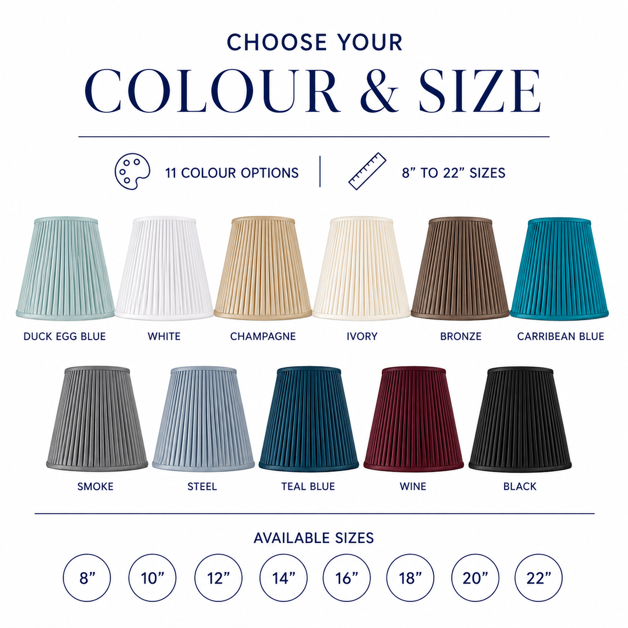 Pleated Empire Lampshade - CHOOSE YOUR COLOR & SIZE
