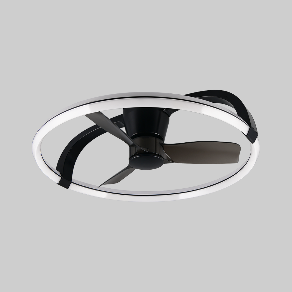 STOCKHOLM Large Black Ceiling Fan With LED Ring