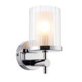 Britton 1-Light Chrome Bathroom Wall Sconce: Clear Ridged Glass
