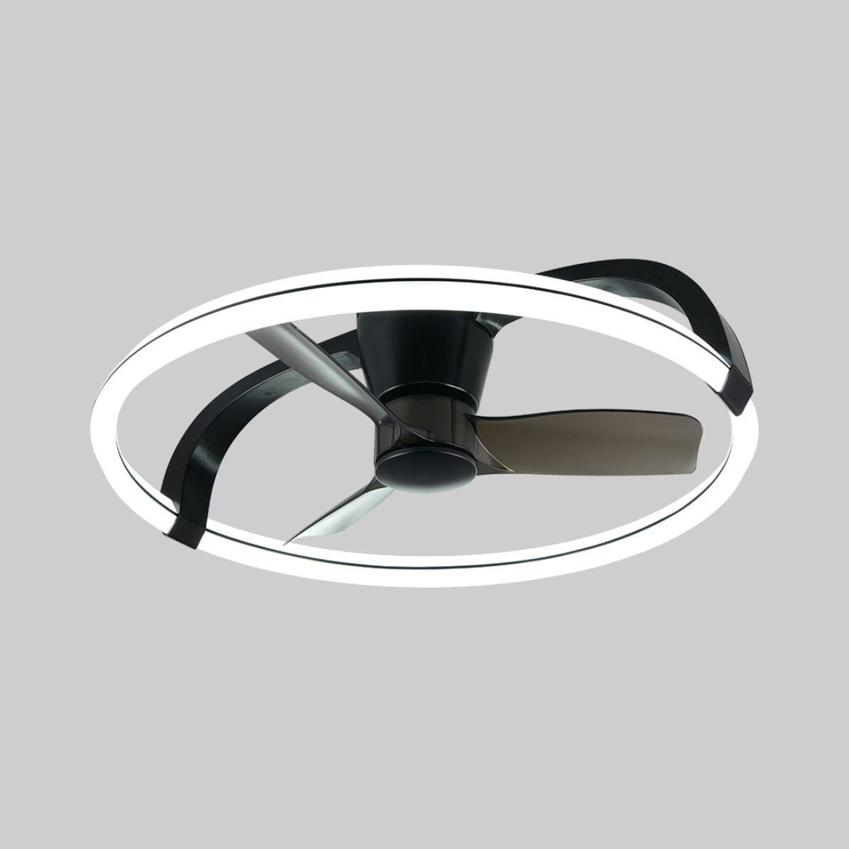 STOCKHOLM Large Black Ceiling Fan With LED Ring