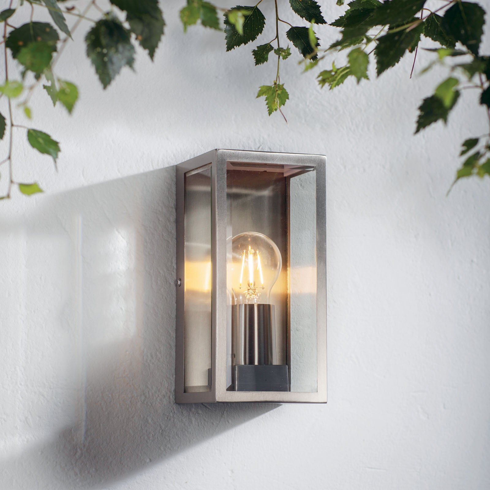 Oxford Brushed Stainless Steel Wall Light - Classic Box Lantern