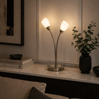 Furama 2 Light Table Lamp - Satin Nickel