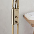 Monaco 2-Light Antique Brass Floor Lamp with Uplighter, Reading Lamp & Dimmer Switch