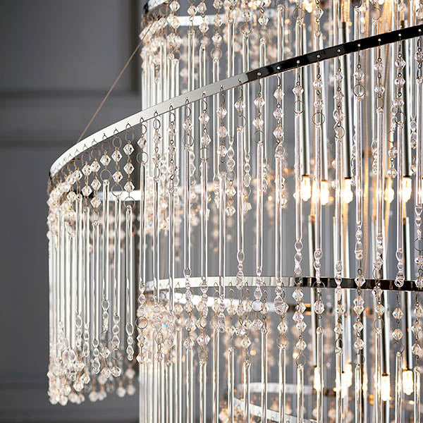 Camille 24-Light Chandelier: Glass Rod & Bead Cascade