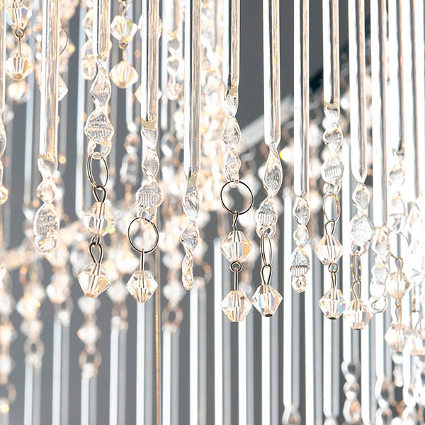 Camille 24-Light Chandelier: Glass Rod & Bead Cascade
