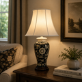 TL4211H - Black Gloss Floral Table Lamp