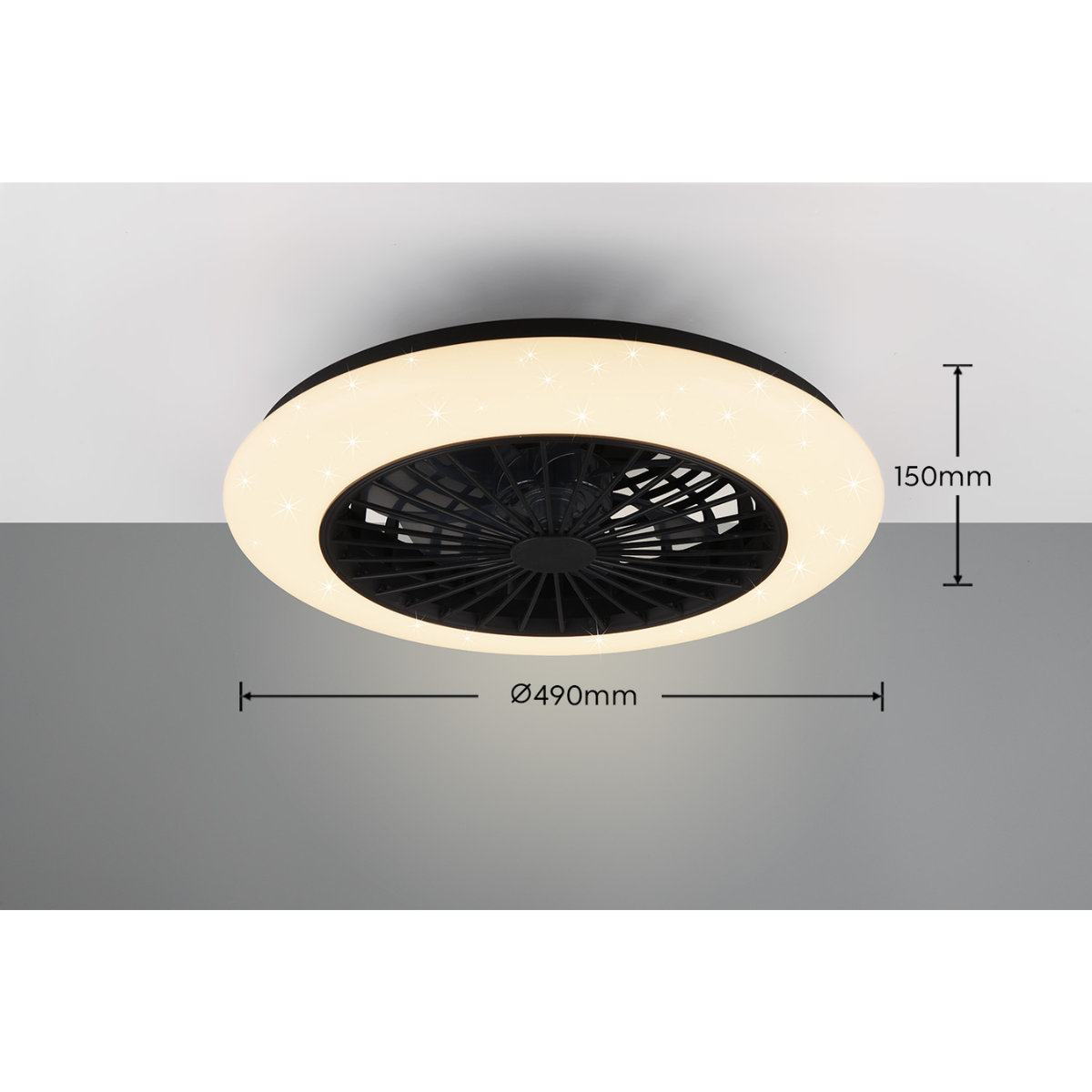 STRALSUND Black Ceiling fan with Starlight Cover