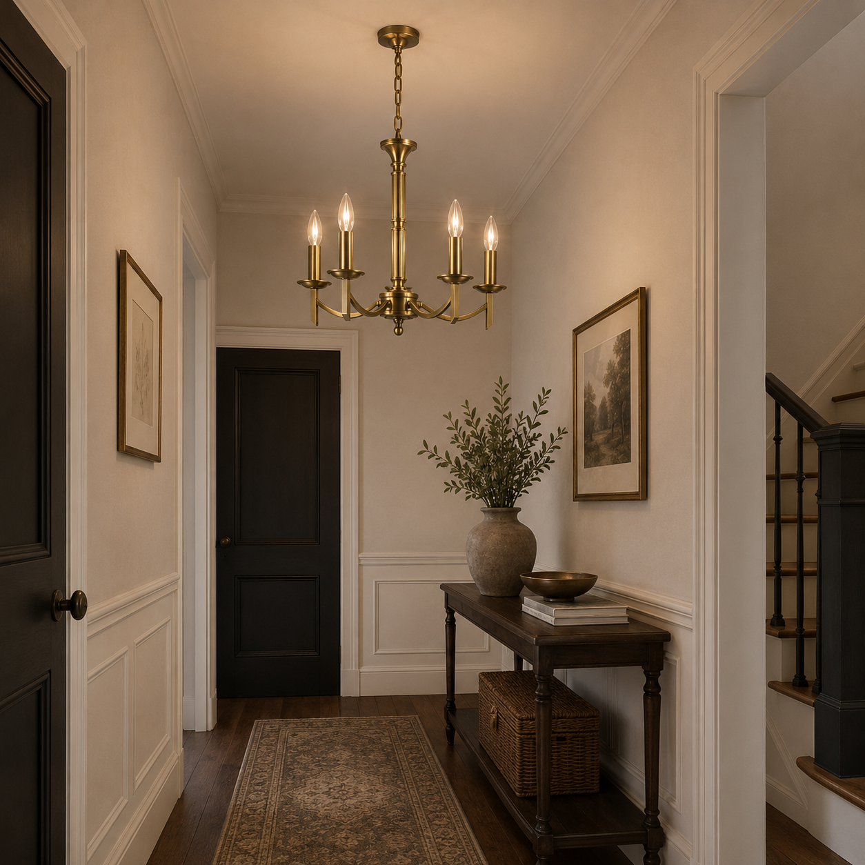 Patrinia 5 Light Dual Mount Pendant Antique Brass