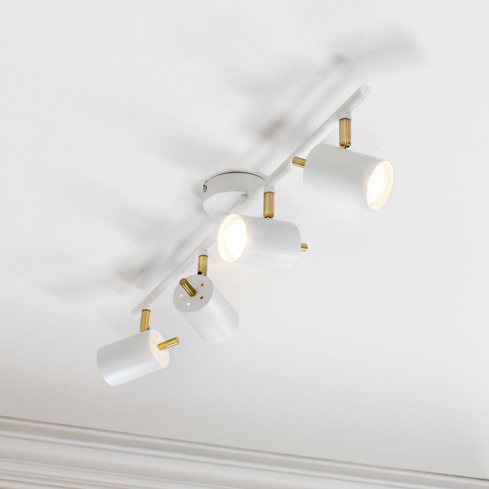 Gull 4-Light Adjustable LED Spotlight - Matt White & Satin Gold
