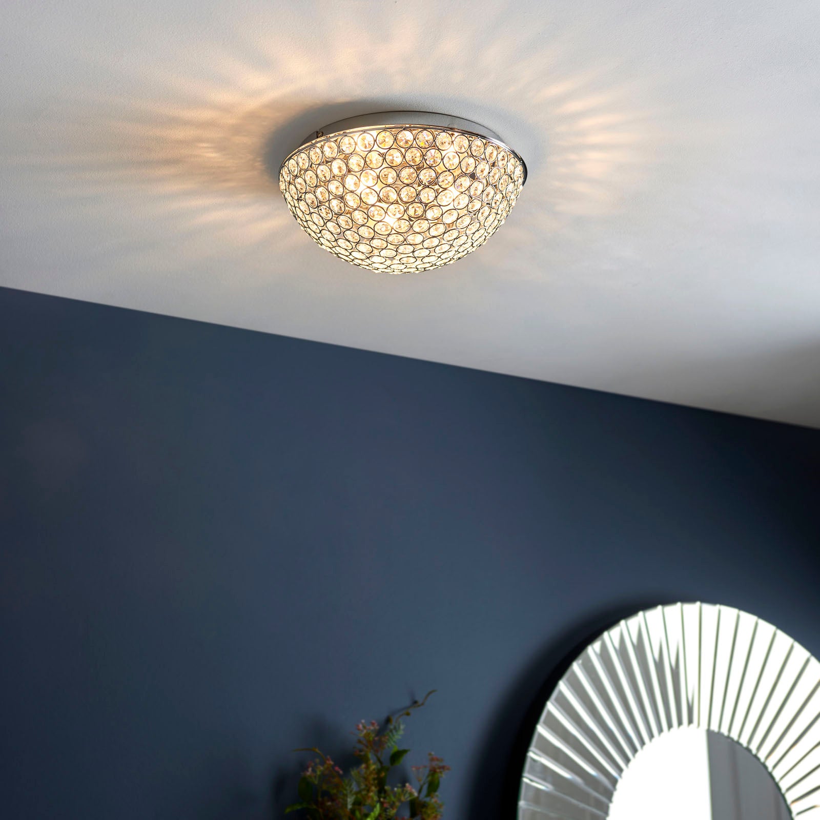 Chryla Chrome Dimmable Flush Mount Bathroom Light