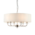 Nixon 6-Light Bright Nickel Pendant Light with Vintage White Silk Shades