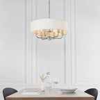 Nixon 6-Light Bright Nickel Pendant Light with Vintage White Silk Shades