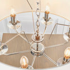 Nixon 6-Light Bright Nickel Pendant Light with Vintage White Silk Shades