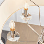 Nixon 6-Light Bright Nickel Pendant Light with Vintage White Silk Shades