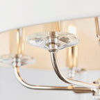 Nixon 6-Light Bright Nickel Pendant Light with Vintage White Silk Shades