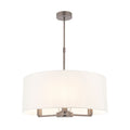 Daley 3-Light Brushed Nickel Pendant Light with White Faux Silk Shade