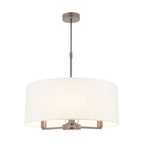 Daley 3-Light Brushed Nickel Pendant Light with White Faux Silk Shade