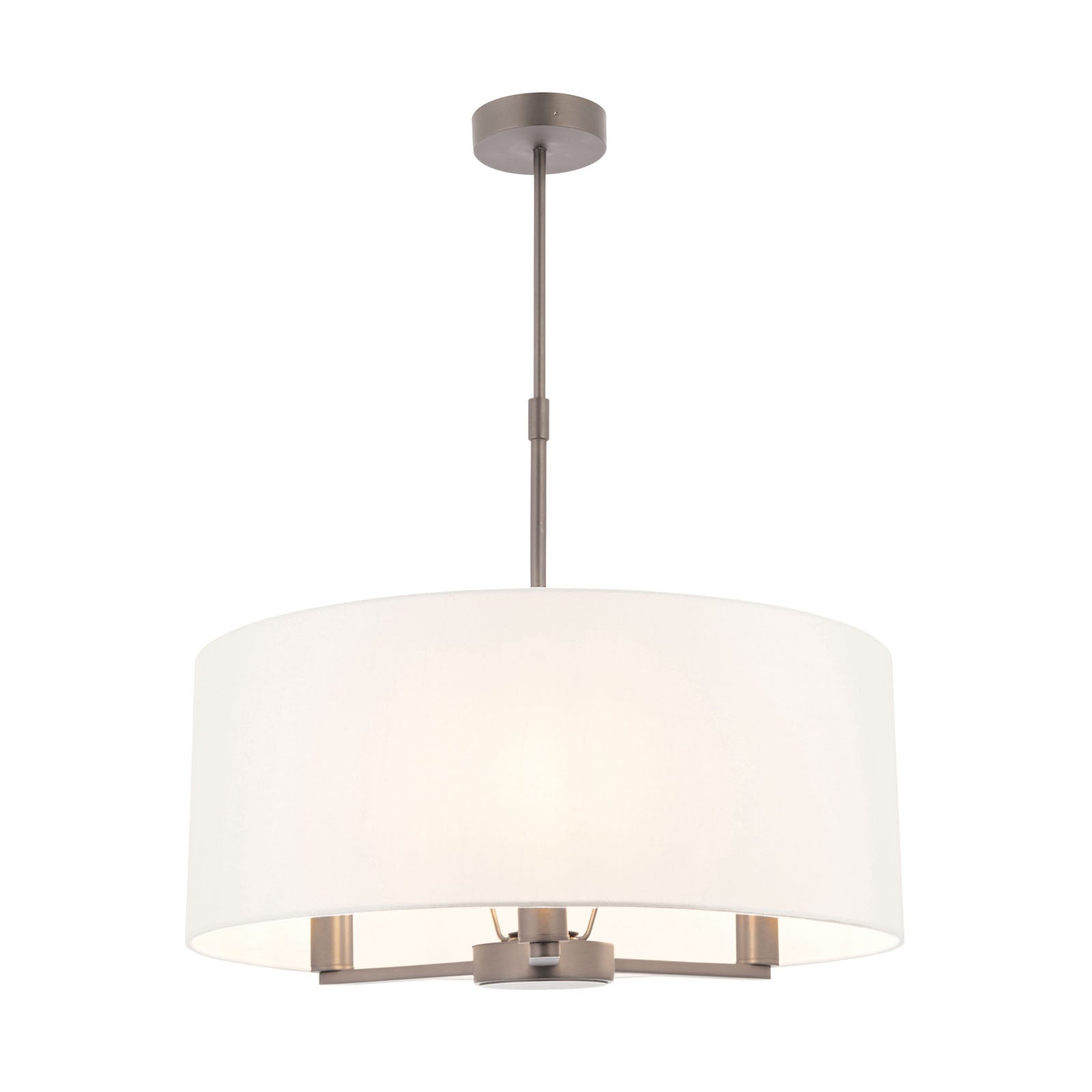 Daley 3-Light Brushed Nickel Pendant Light with White Faux Silk Shade