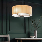 Daley 3-Light Brushed Nickel Pendant Light with White Faux Silk Shade