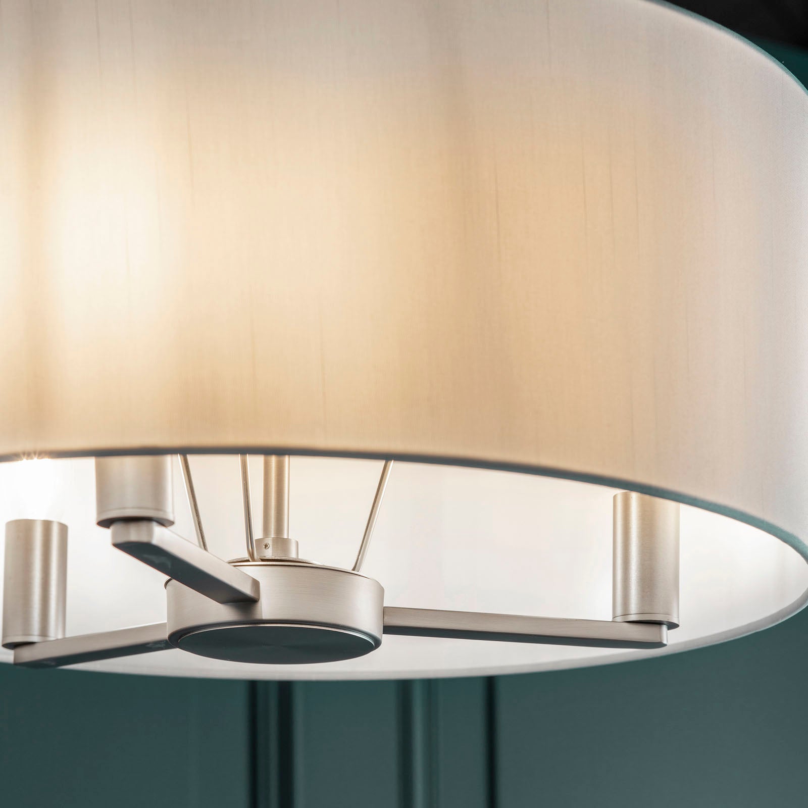 Daley 3-Light Brushed Nickel Pendant Light with White Faux Silk Shade